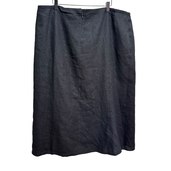 Talbots Black 100% Linen Midi Skirt Size 24 Neutral - Picture 1 of 8